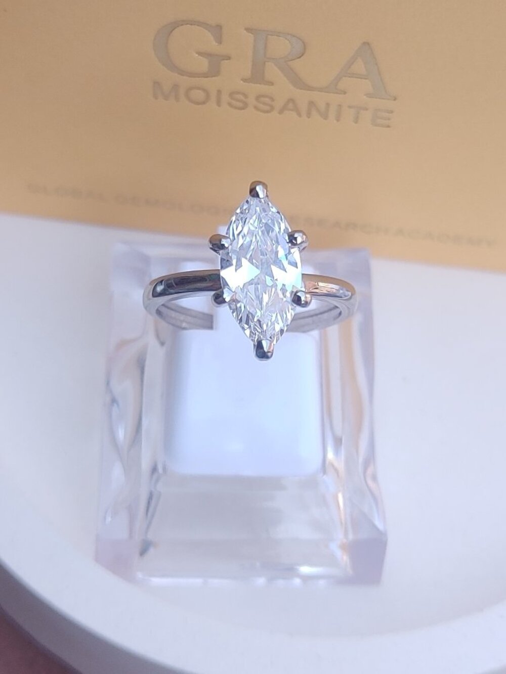 Moissanite Engagement Ring, 925 Sterling Silver Promise Anniversary Ring Elegant